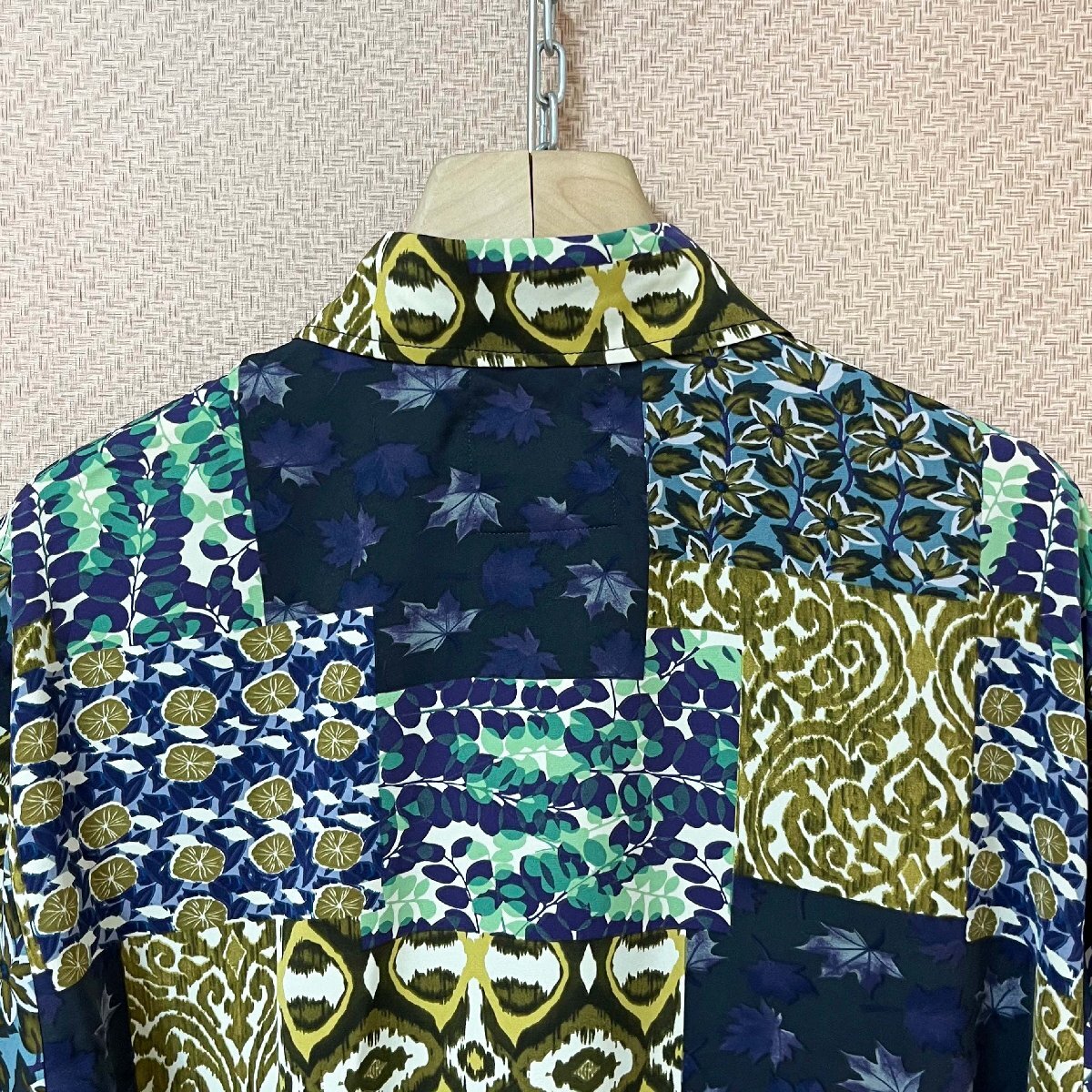 個性ヨーロッパ製※定価3万◆ブルガリア発※RISELIN 半袖シャツ シルク混 薄手 通気 涼しい 総柄 葉柄 アロハシャツ 旅行 夏服 L/48サイズ_画像5