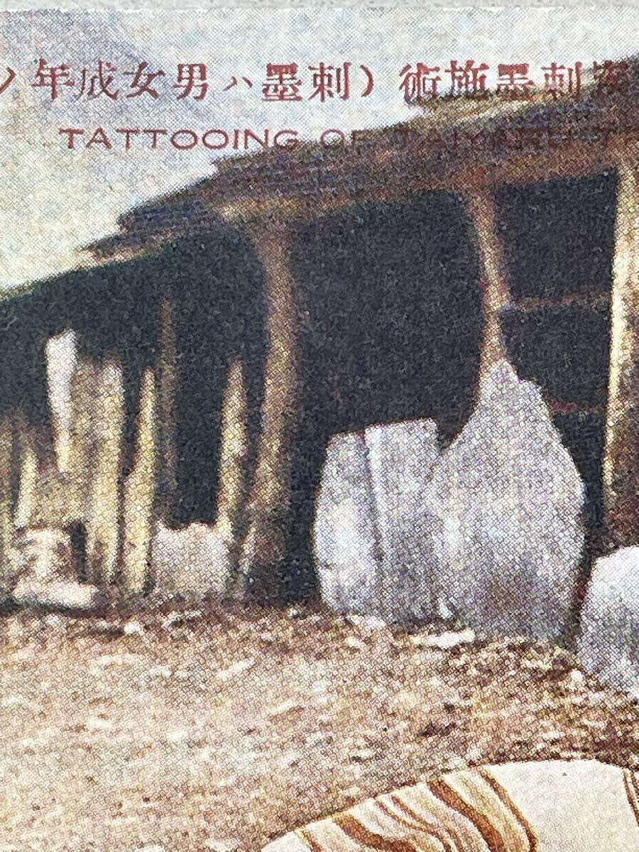 ※戦前絵葉書　台湾　「タイヤル族刺墨施術」刺墨は男女成年の表彰　⑧_画像2