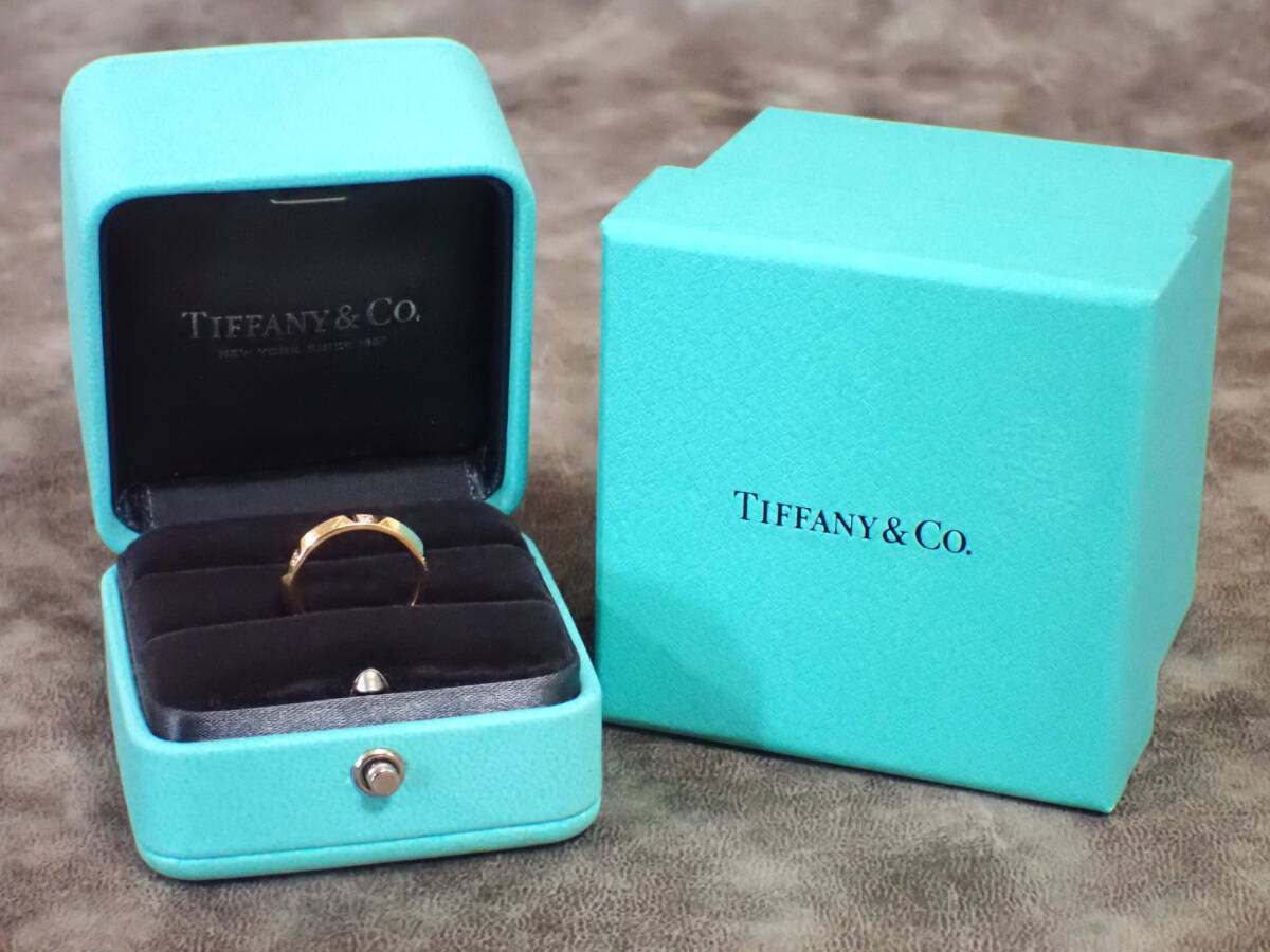 美品 TIFFANY ティファニー バンドリング 750PG 18金 ダイヤモンド5PD 6.5号 3.0g_画像9