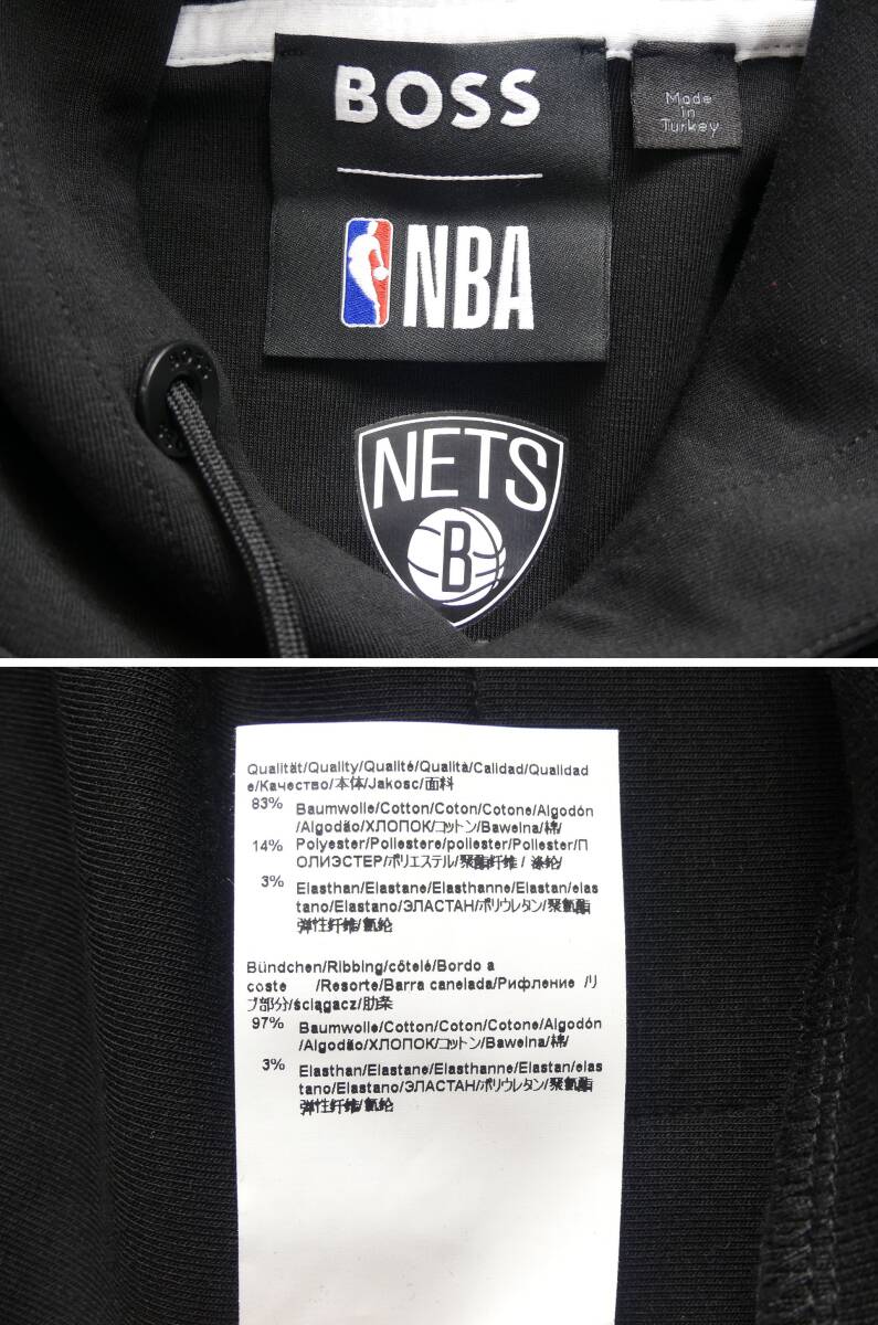 通年物40,000円新品BOSSボス★大人の黒ジャージは上質が重要ポイント。BOSS×NBAブルックリンNETSフーディー【欧米L＝日本XL】_画像10