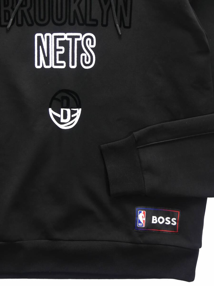 通年物40,000円新品BOSSボス★大人の黒ジャージは上質が重要ポイント。BOSS×NBAブルックリンNETSフーディー【欧米L＝日本XL】_画像5