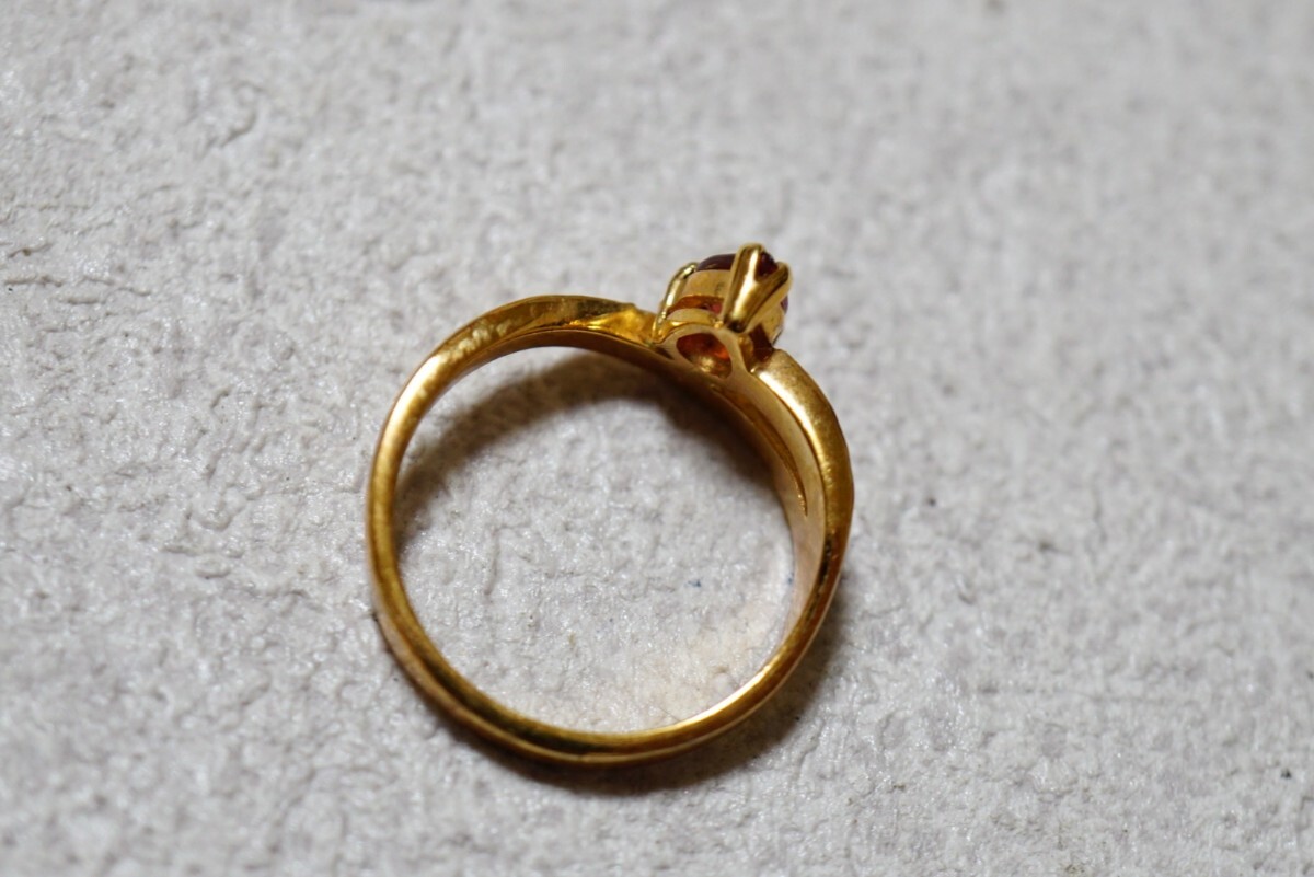 109 ガーネット ゴールドカラー リング 指輪 ヴィンテージ アクセサリー 色石 宝石 カラーストーン 装飾品_画像2