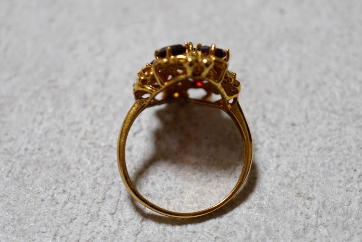 108 ガーネット アメジストなど ゴールドカラー リング 指輪 ヴィンテージ アクセサリー SILVER 925刻印 色石 宝石 カラーストーン 装飾品_画像4