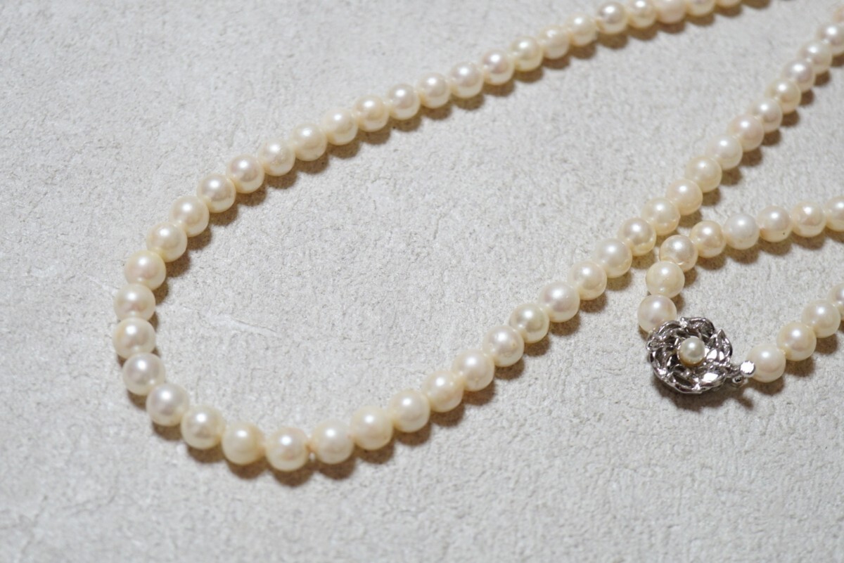 741 アコヤ真珠 7.4㎜ 本真珠 パール ネックレス ヴィンテージ アクセサリー SILVER刻印 ペンダント 冠婚葬祭 あこや 装飾品の画像3