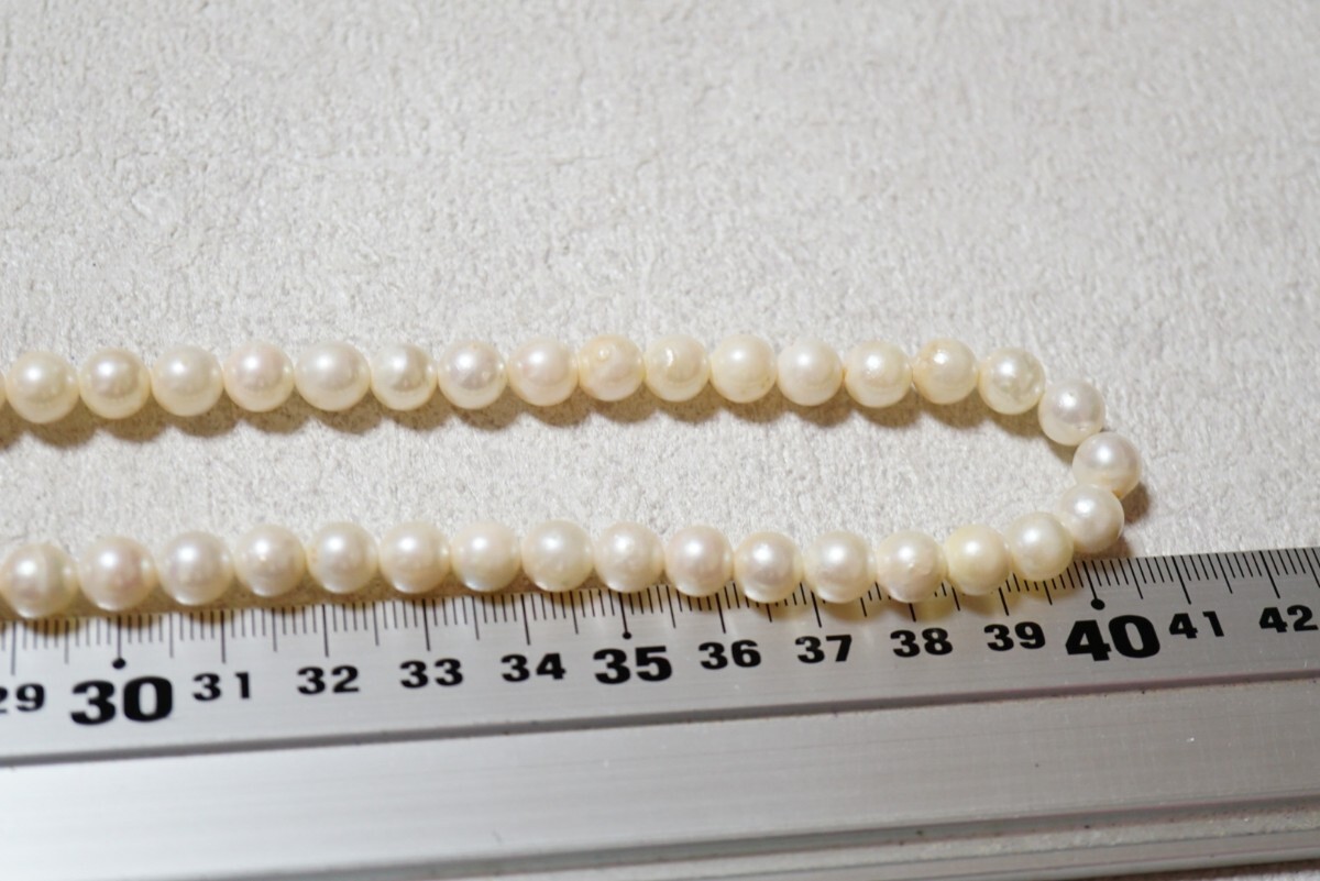 741 アコヤ真珠 7.4㎜ 本真珠 パール ネックレス ヴィンテージ アクセサリー SILVER刻印 ペンダント 冠婚葬祭 あこや 装飾品の画像9