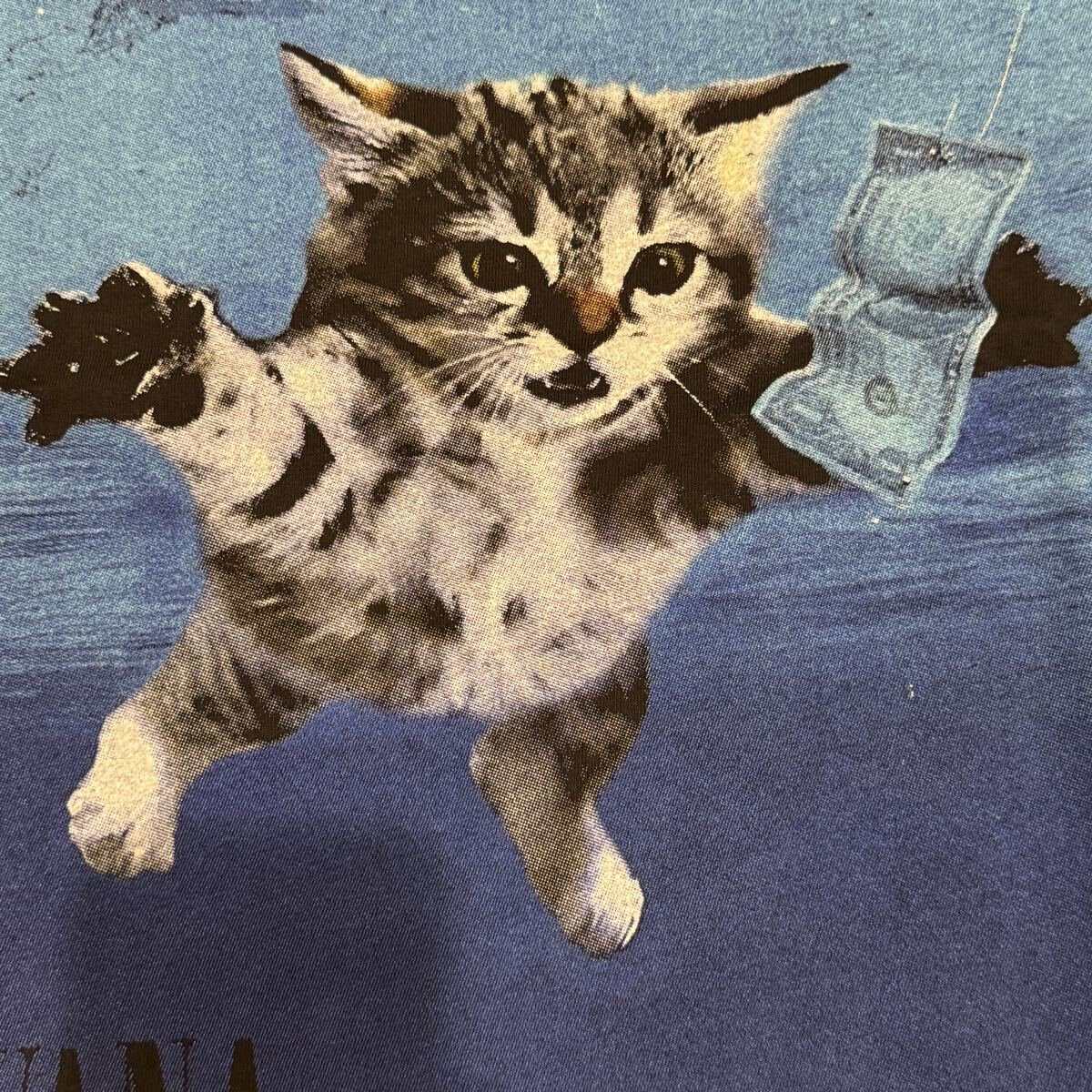 送料無料サイズL★即決セール★Hanes製★子猫×ニルヴァーナ★ネバーマインド★Tシャツ黒★猫好き★ネコ★NIRVANA★バンドT★ヘインズ_画像3