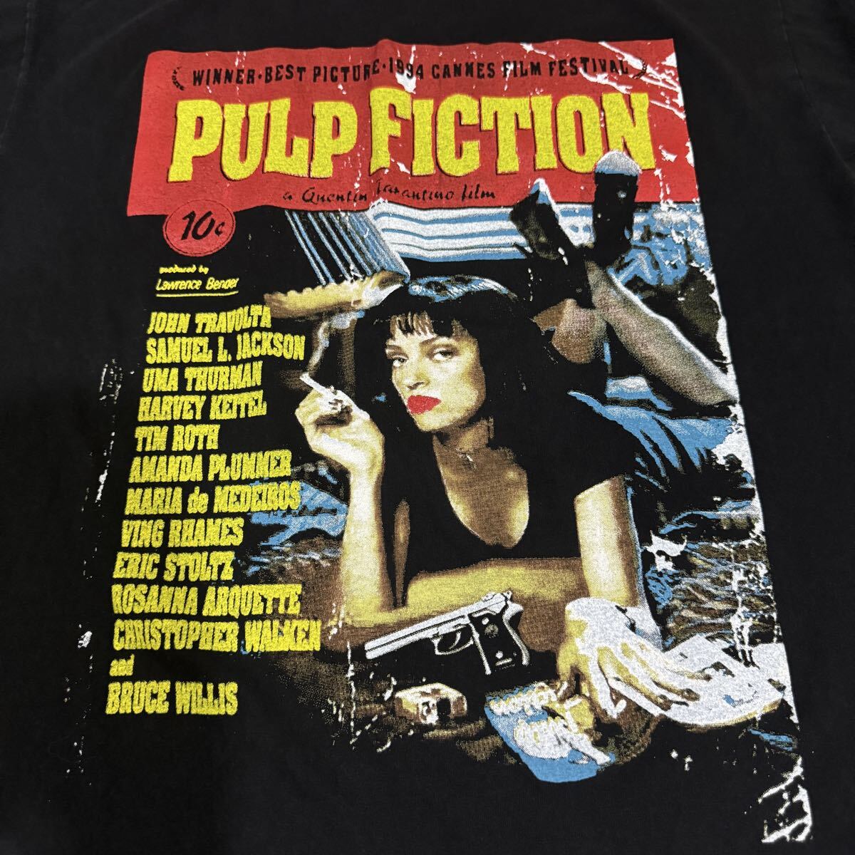 送料無料サイズL★即決セール★ONEITA製★パルプフィクション★ムービーTシャツ黒★94年映画★ジョントラボルタ★ユマ・サーマン_画像3