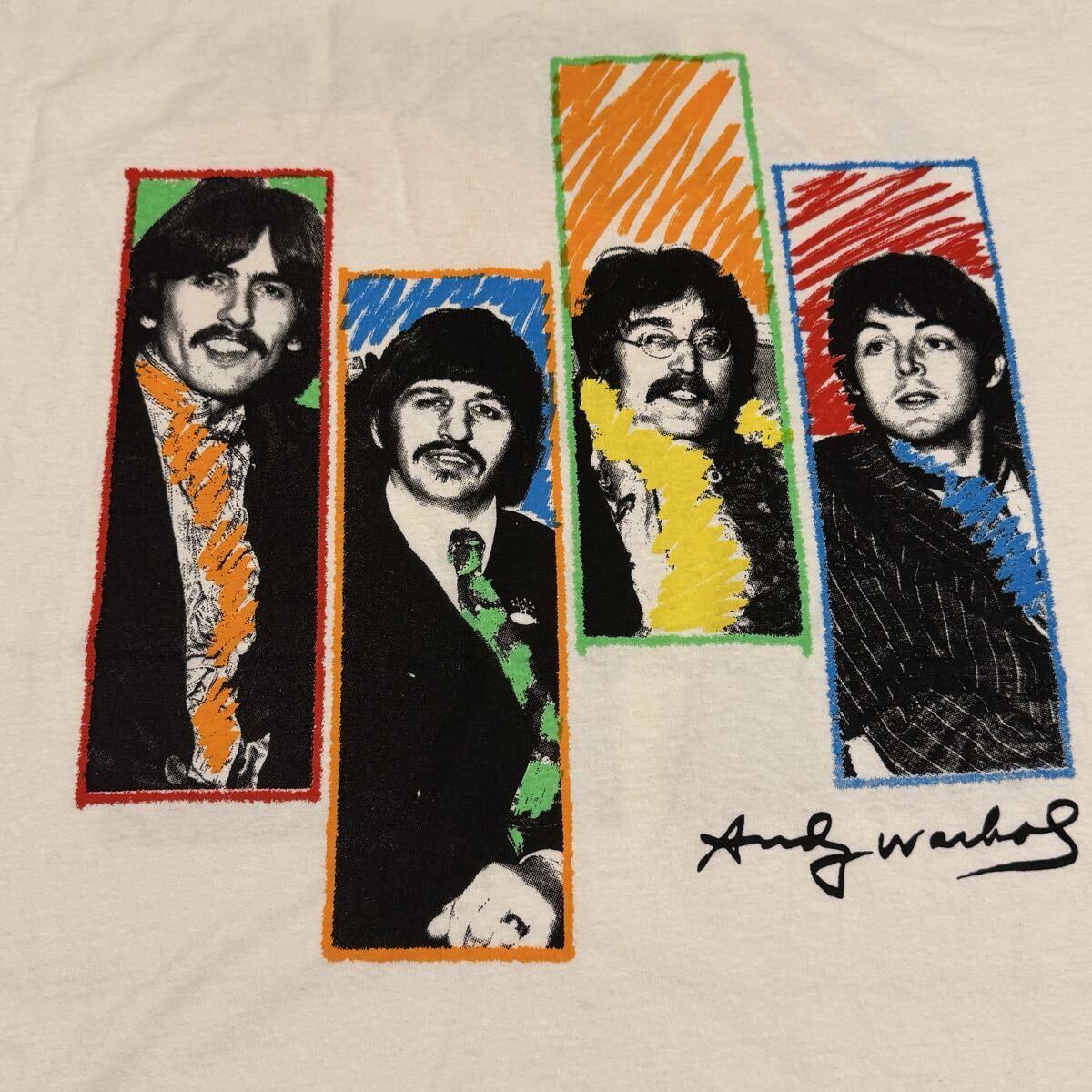送料無料サイズL★ラスト1点★アンディーウォーホール×ビートルズ★ポップアートTシャツ白★BEATLES★シングルステッチ_画像2
