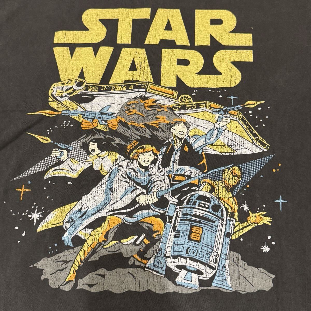 送料無料サイズL★ラスト1点★スターウォーズ★ヴィンテージ加工★アメコミ風Tシャツ黒★映画アニメ★ムービーT★シングル_画像2