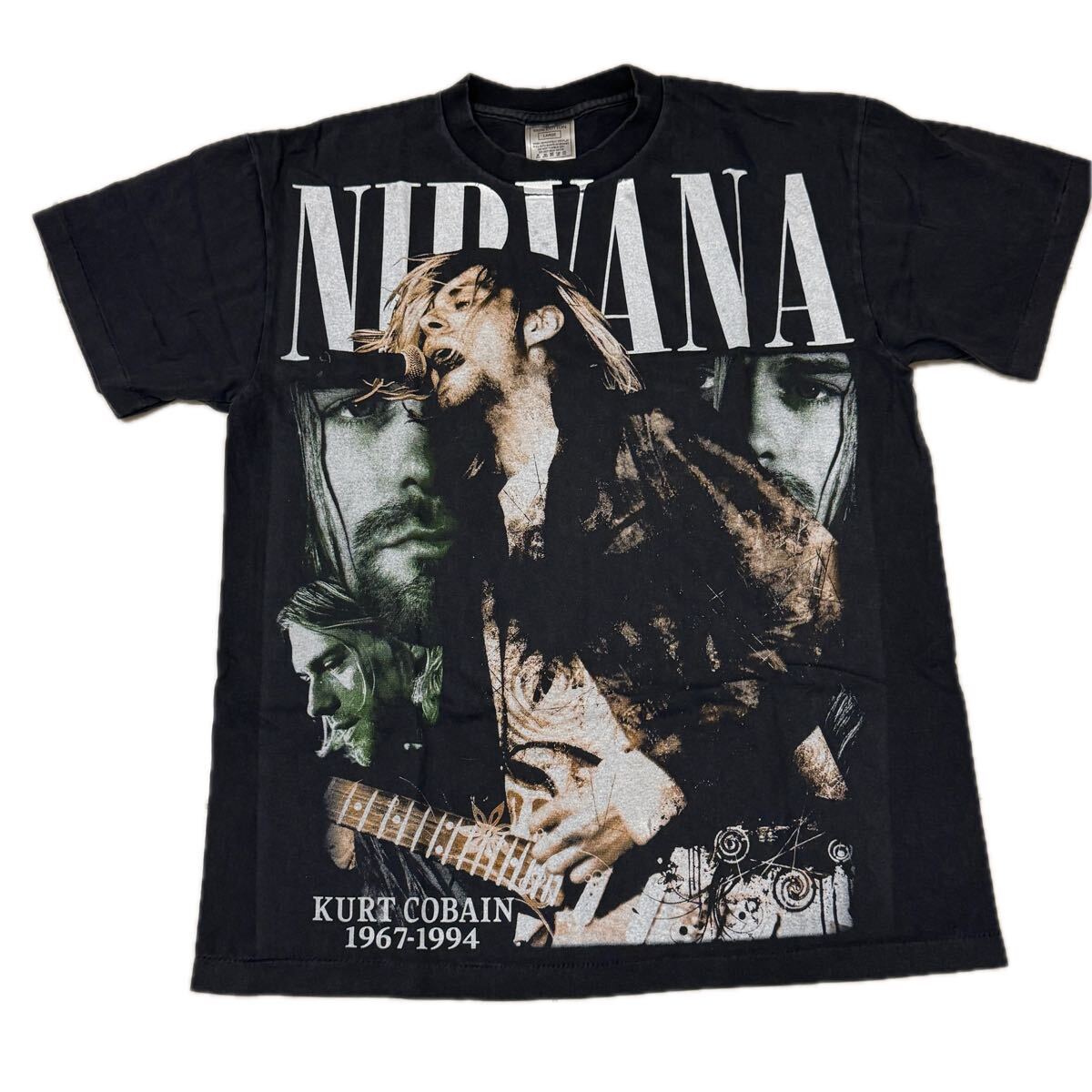 送料無料サイズL★ラスト1点★ニルヴァーナ★カートコバーン追悼★フェードTシャツ黒灰①★バンドT★NIRVANAシングルステッチ_画像1