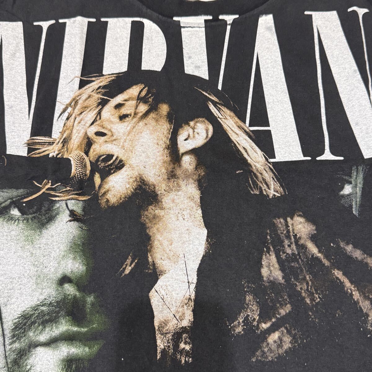 送料無料サイズL★ラスト1点★ニルヴァーナ★カートコバーン追悼★フェードTシャツ黒灰①★バンドT★NIRVANAシングルステッチ_画像2