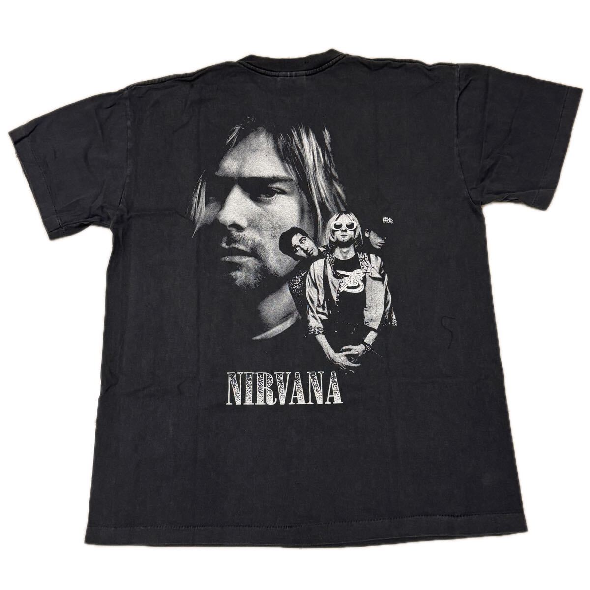 送料無料サイズL★ラスト1点★ニルヴァーナ★カートコバーン追悼★フェードTシャツ黒灰①★バンドT★NIRVANAシングルステッチ_画像8