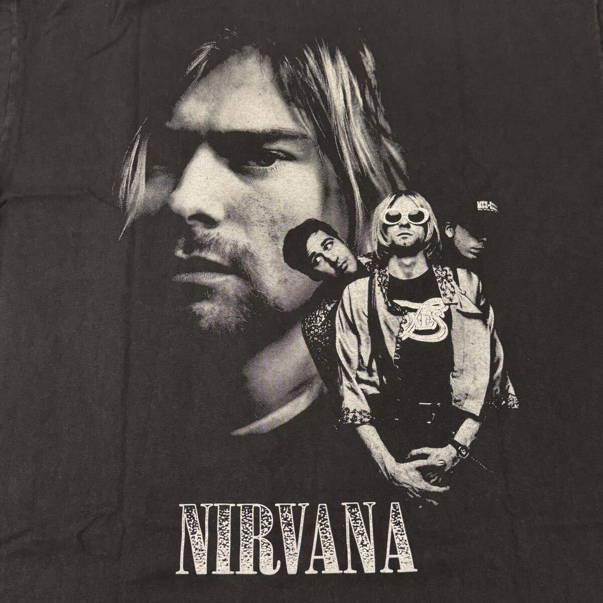 送料無料サイズL★ラスト1点★ニルヴァーナ★カートコバーン追悼★フェードTシャツ黒灰①★バンドT★NIRVANAシングルステッチ_画像9