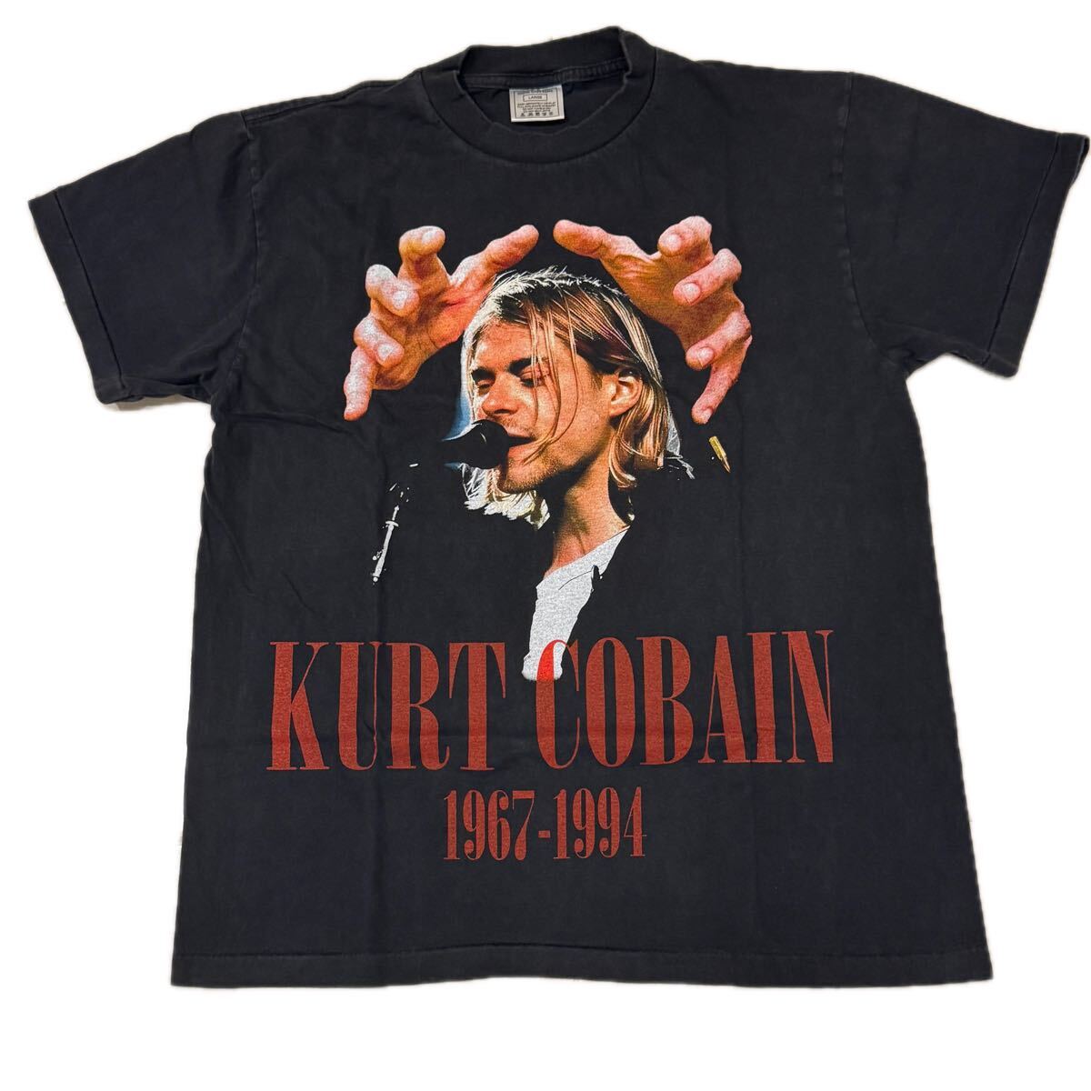 送料無料サイズL★ラスト1点★ニルヴァーナ★カートコバーン追悼★フェードTシャツ黒灰②★バンドT★NIRVANAシングルステッチ_画像1