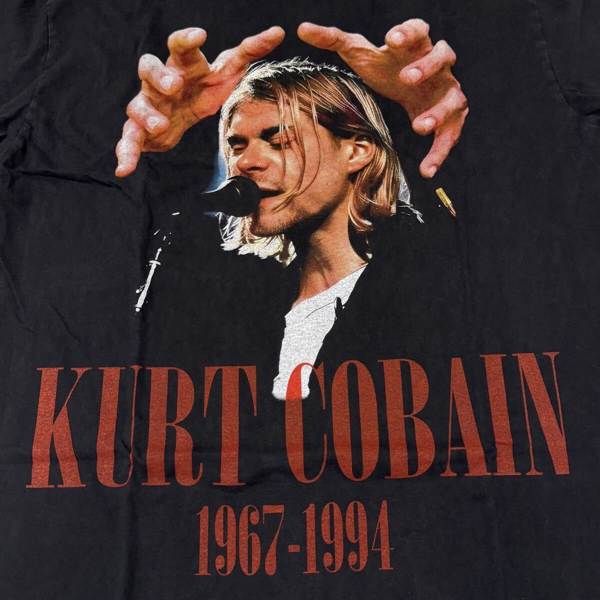 送料無料サイズL★ラスト1点★ニルヴァーナ★カートコバーン追悼★フェードTシャツ黒灰②★バンドT★NIRVANAシングルステッチ_画像2