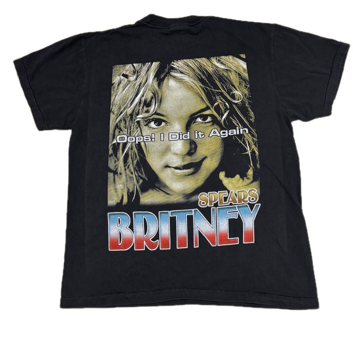 送料無料サイズL★ラスト1点★ブリトニー・スピアーズ★アメリカ国旗Tシャツ黒★星条旗★アーティスト★シングルステッチ_画像7