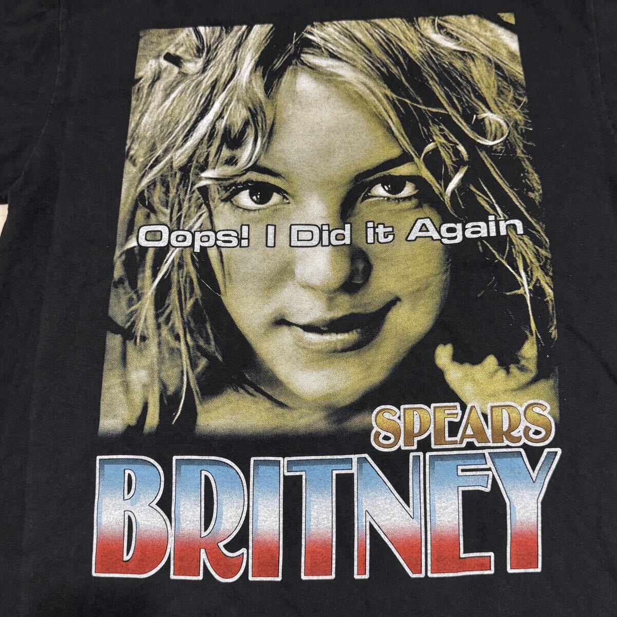 送料無料サイズL★ラスト1点★ブリトニー・スピアーズ★アメリカ国旗Tシャツ黒★星条旗★アーティスト★シングルステッチ_画像8