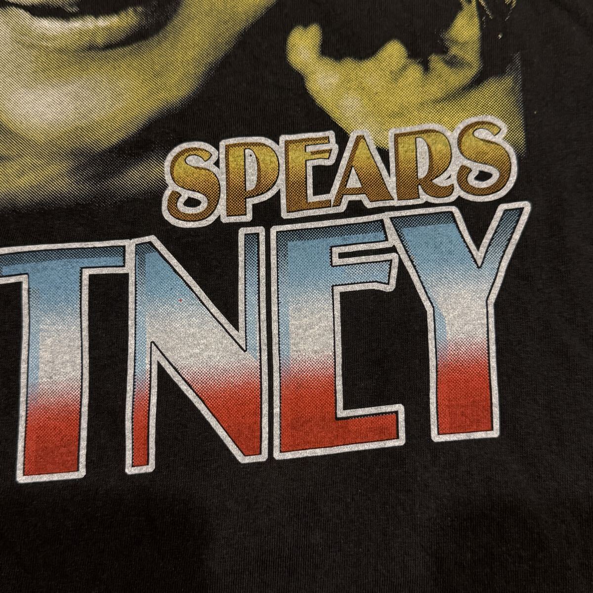 送料無料サイズL★ラスト1点★ブリトニー・スピアーズ★アメリカ国旗Tシャツ黒★星条旗★アーティスト★シングルステッチ_画像10