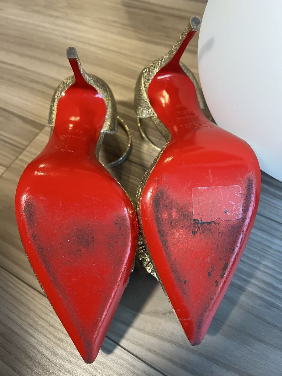 【レア美品 】1回限り使用 袋付き Christian Louboutin Tsarou クリスチャン ルブタン パンプス ハイヒール 靴 ゴールド 35 1/2 22.5?23cm