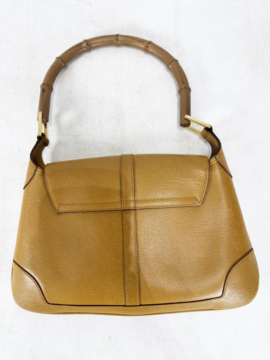  редкостный дизайн GUCCI Gucci bamboo one ручная сумочка 001 4096 1669 Brown кожа 1 иен ~ сумка сумка 