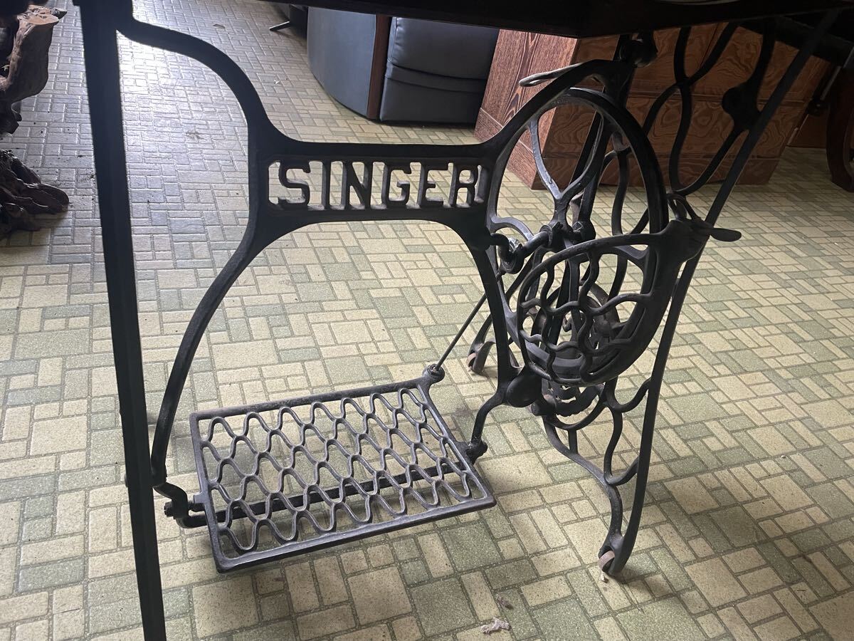 【引取限定】SINGER/シンガー アンティーク ミシン台 網目鉄脚 ヴィンテージ 足踏みミシン レトロ 希少 _画像7