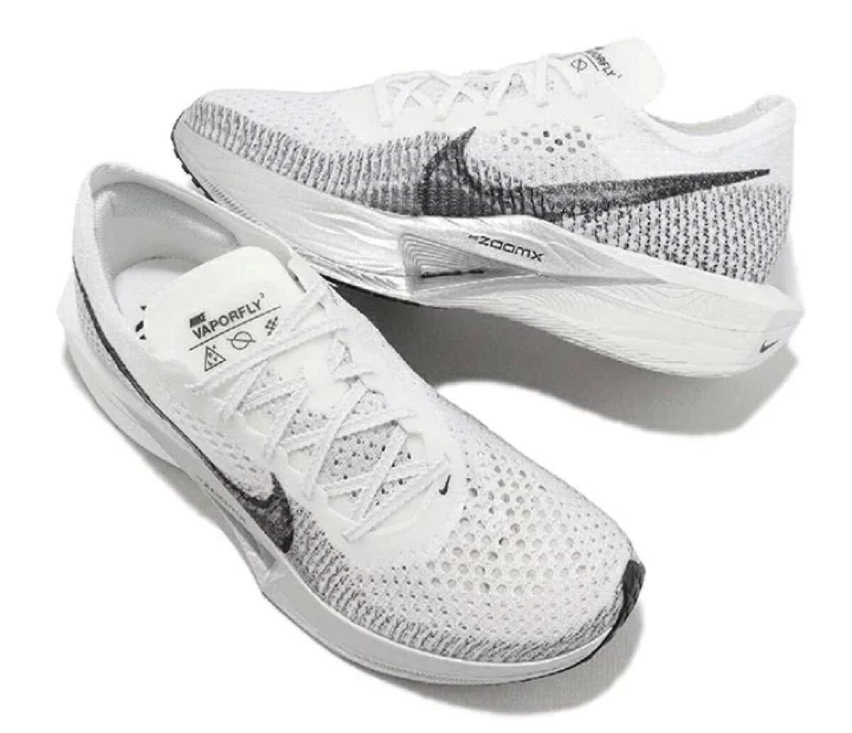 新品未使用 NIKE【25.5cm】ヴェイパー フライ ネクスト % ランニング ナイキ VAPORFLY NEXT% カーボン シューズ 靴 陸上 4130 白 シルバー_画像3