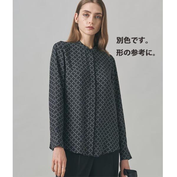 ＩＣＢ【接触冷感・UVケア・速乾・洗える】BackSatinAmunzen バンドカラーブラウス（Ｌ＝15号）新品※大きいサイズ・新品(col.542)_画像4