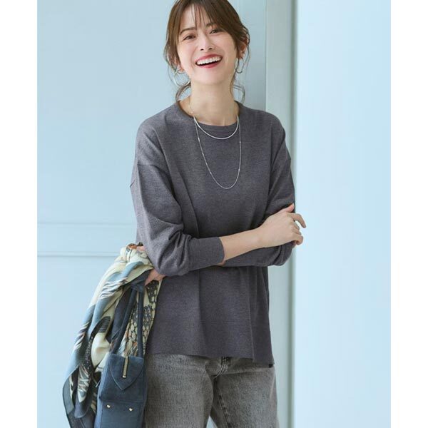 23区【洗える】オータムシャイニー リラクシー ニット(38・Mサイズ・灰)新品・セーター_画像1