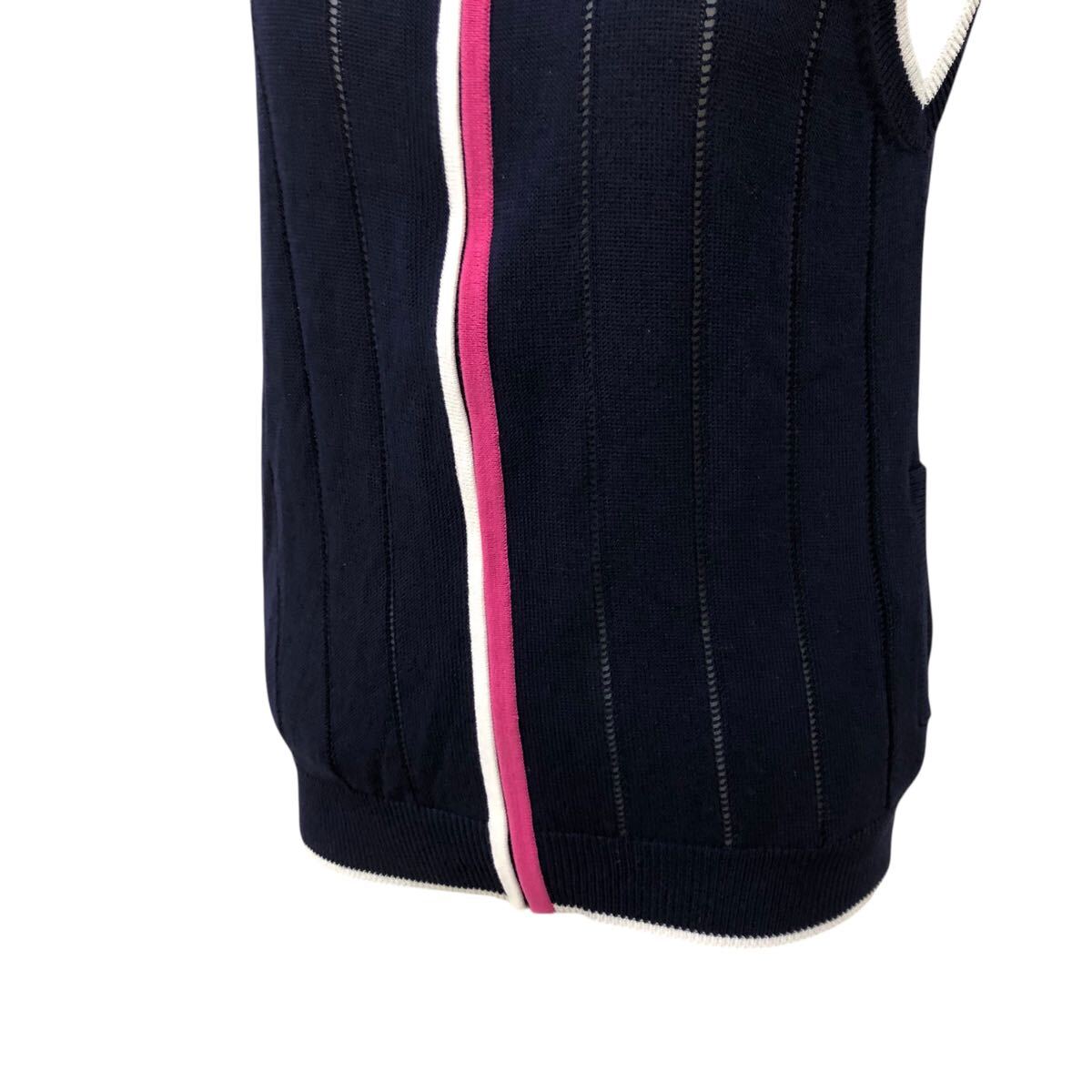 10NK009-51 23区 ニジュウサンク GOLF ゴルフ ゴルフウェア ニット ベスト ジップ ジャケット 上着 羽織り トップス ネイビー レディース 1_画像3
