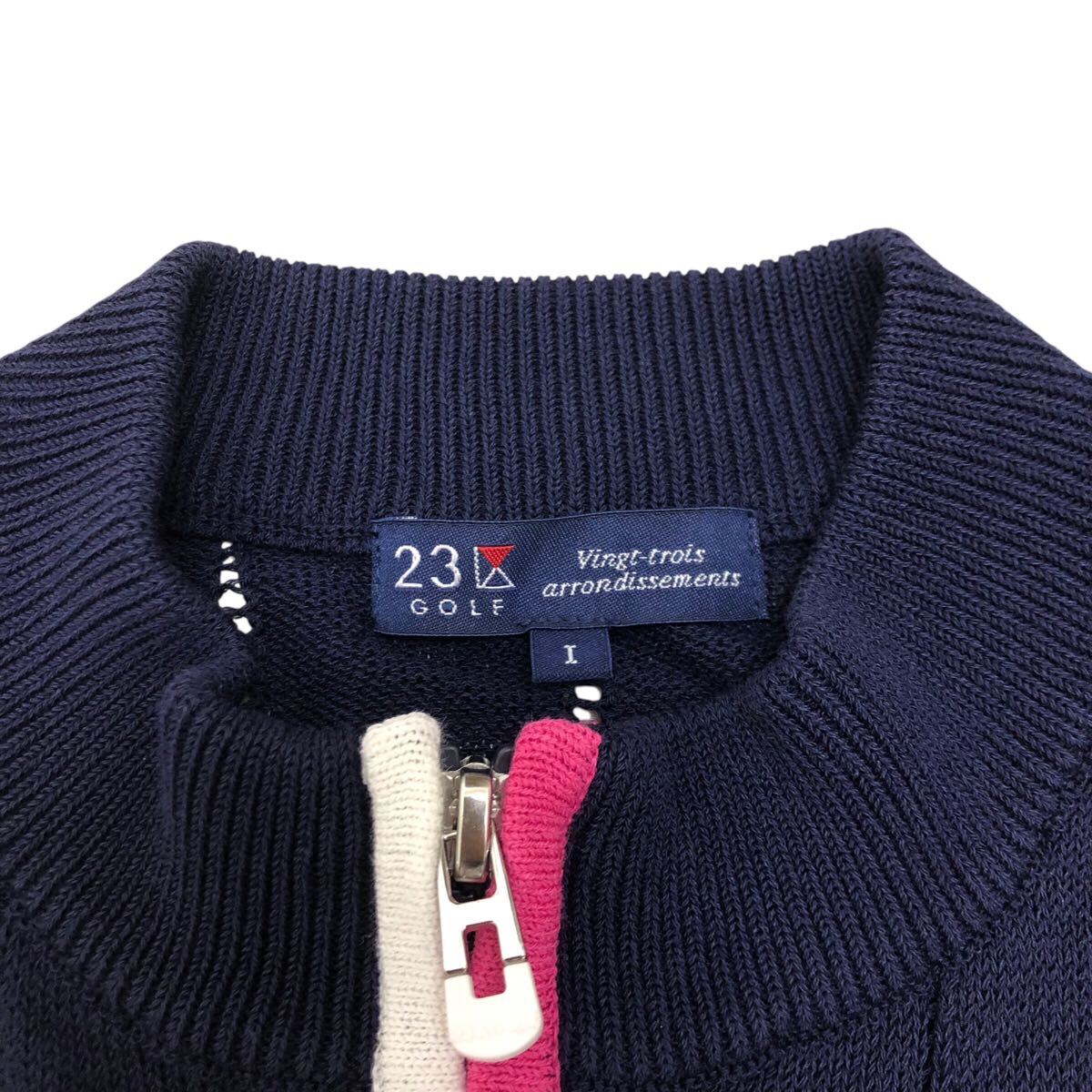 10NK009-51 23区 ニジュウサンク GOLF ゴルフ ゴルフウェア ニット ベスト ジップ ジャケット 上着 羽織り トップス ネイビー レディース 1_画像8