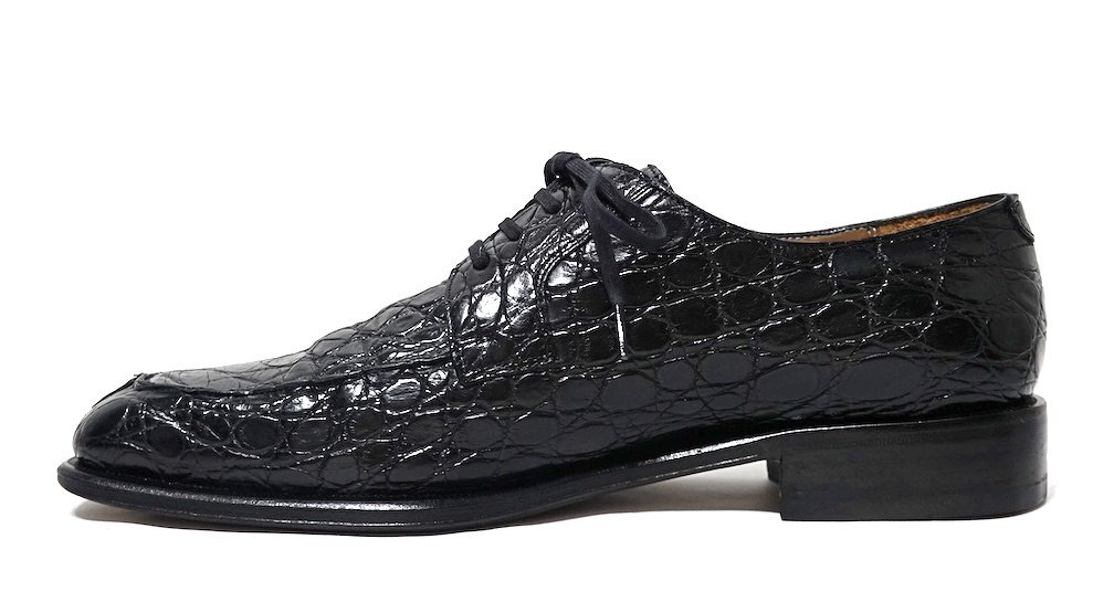 美品 Salvatore Ferragamo フェラガモ クロコダイル レザー レースアップ シューズ ブラック メンズ 7 26-26.5cm 革靴 ドレスシューズ_画像4