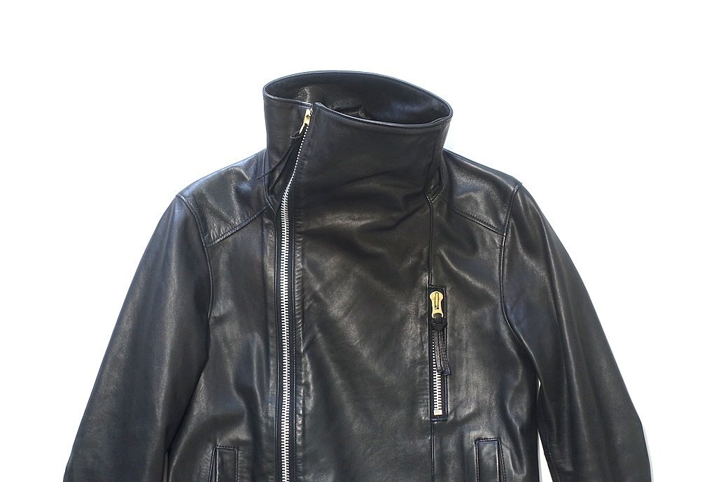 12AW 希少 美品 Vivienne Westwood MAN ヴィヴィアン ミントカラー ホースレザー ダブルライダースジャケット ブラック 馬革 メンズ 48_画像2