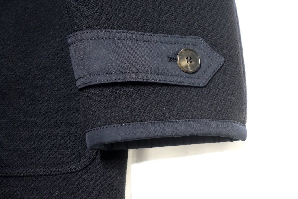  прекрасный товар Salvatole Ferragamo Ferragamo gun chi-ni кожа ti tail f- dead полупальто "даффл коут" темный темно-синий шерсть мужской 48