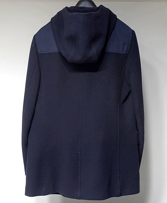  прекрасный товар Salvatole Ferragamo Ferragamo gun chi-ni кожа ti tail f- dead полупальто "даффл коут" темный темно-синий шерсть мужской 48