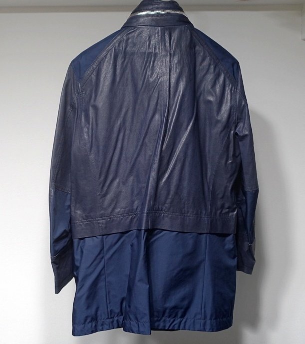  хорошая вещь Salvatole Ferragamo Ferragamo полиэстер переключатель кожа пальто темный темно-синий мужской 48 жакет 