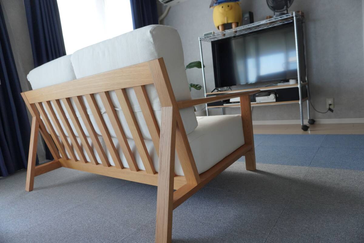 [ включая доставку!] Muji Ryohin MUJI дуб материал диван корпус деревянная рама + уретан карман пружина 2 местный . диван 