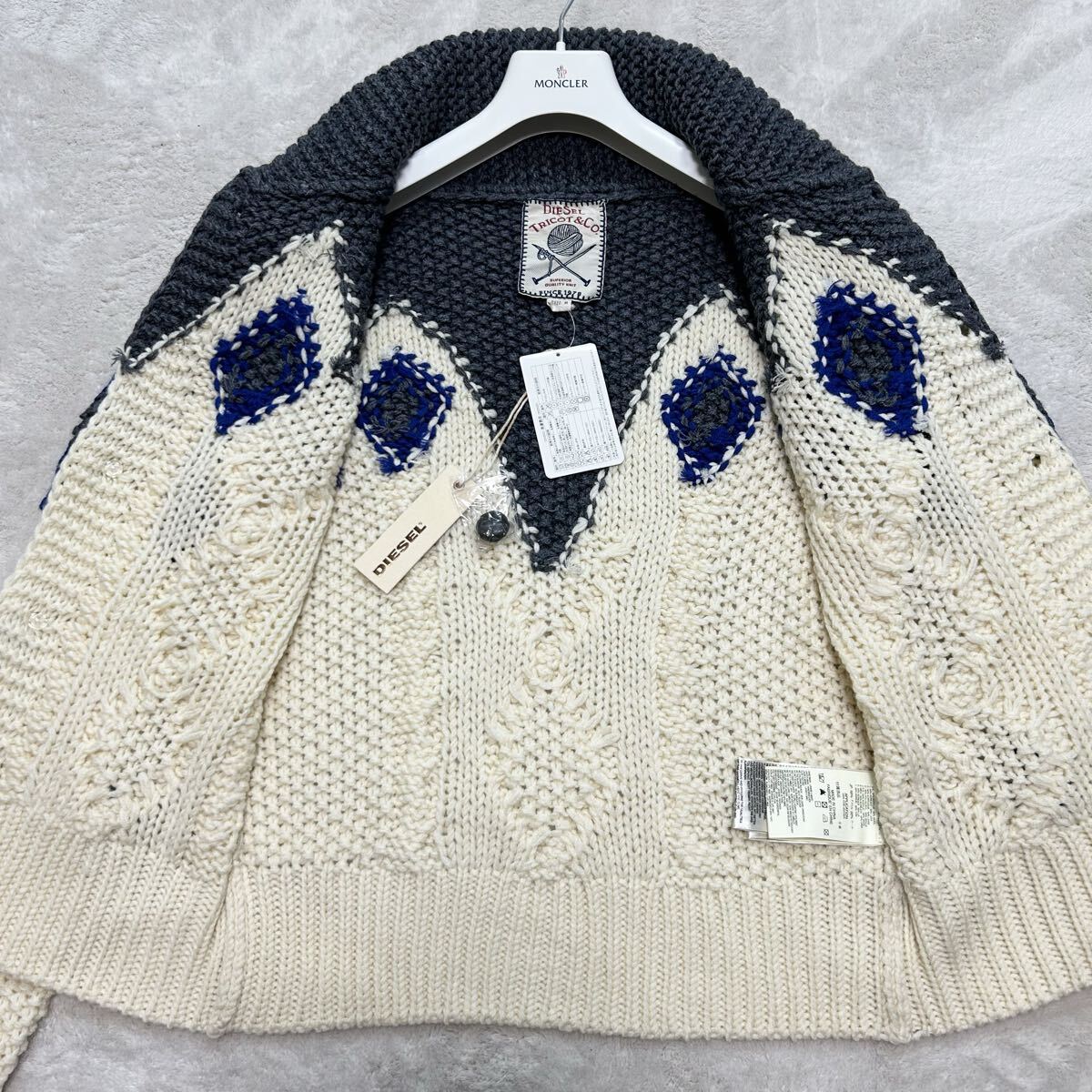 新品タグ付き!/近年モデル/L相当●ディーゼル DIESEL カウチン カーディガン ニットジャケット セーター くるみボタン ケーブル アウター_画像4