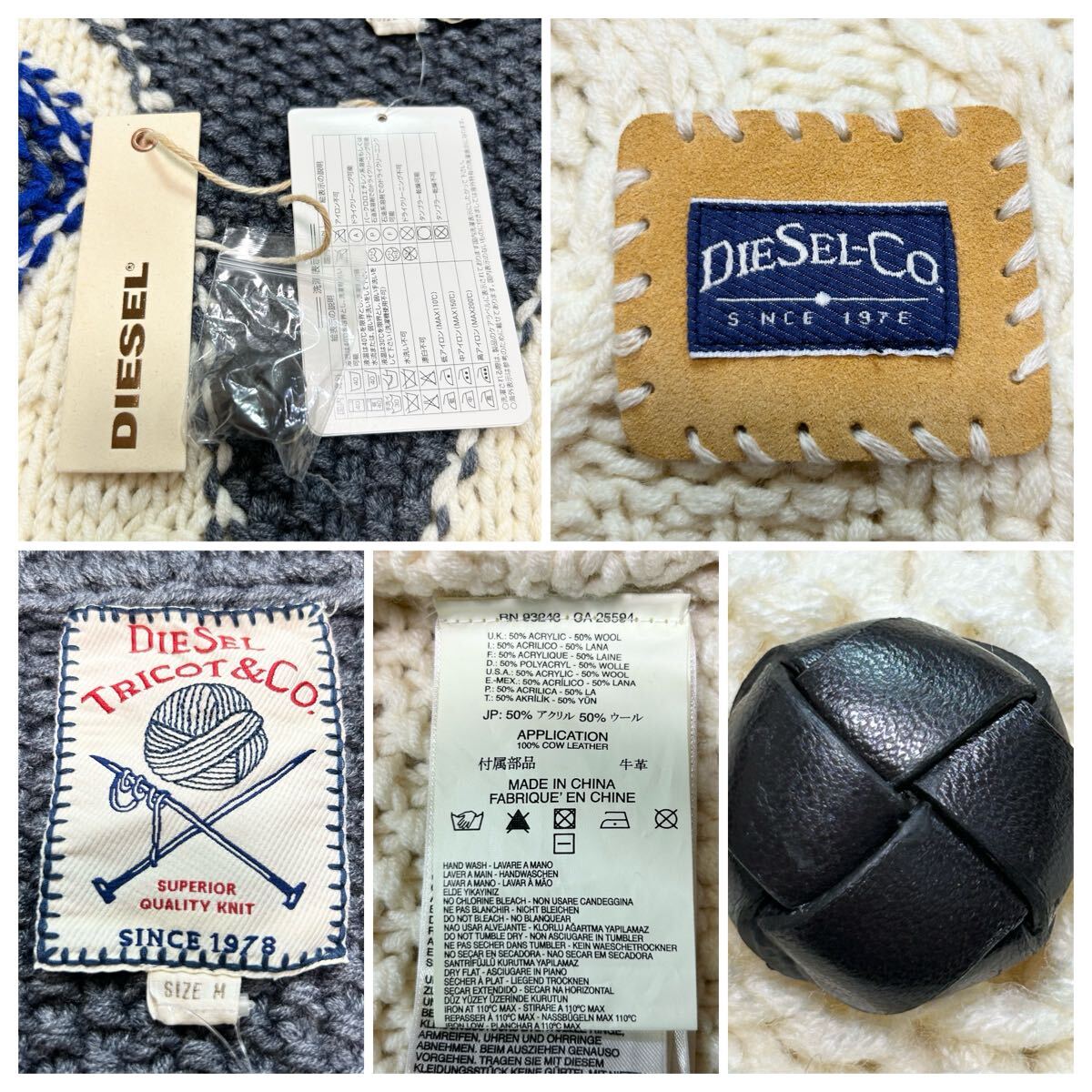 新品タグ付き!/近年モデル/L相当●ディーゼル DIESEL カウチン カーディガン ニットジャケット セーター くるみボタン ケーブル アウター_画像10