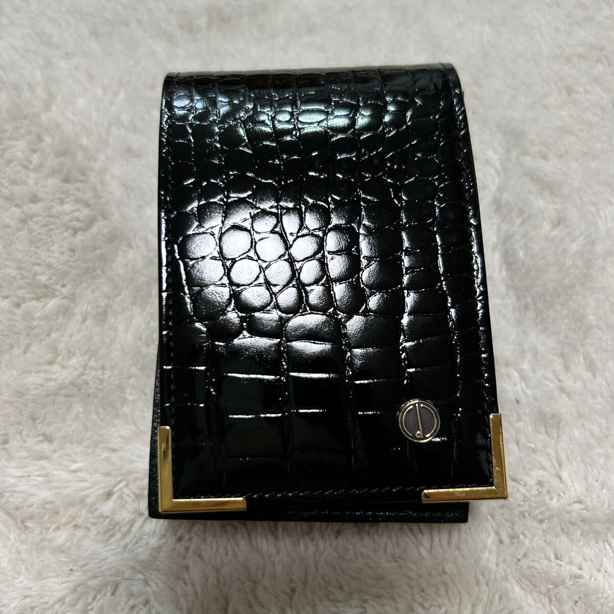 新品!/希少/3点セット●ダンヒル dunhill 長財布 キーケース シガーケース クロコ型押し 黒 ロゴ 5連キー 札入れ ブラック レザー 本革_画像8