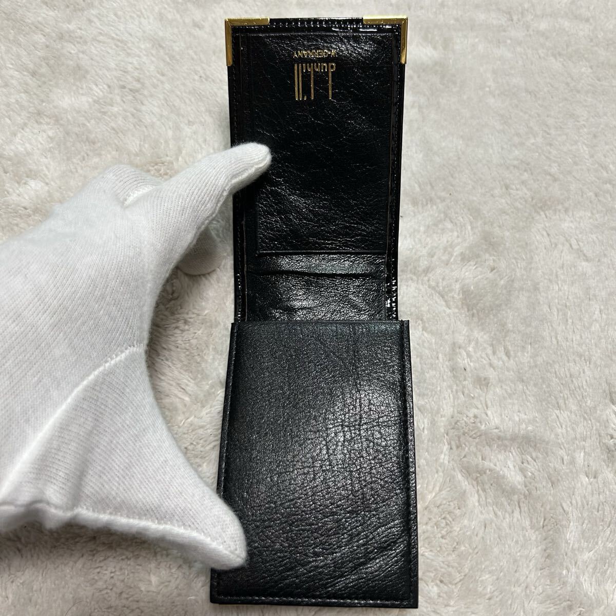 新品!/希少/3点セット●ダンヒル dunhill 長財布 キーケース シガーケース クロコ型押し 黒 ロゴ 5連キー 札入れ ブラック レザー 本革_画像9