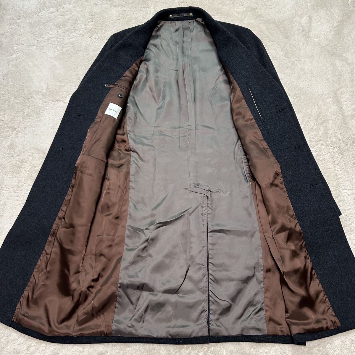 未使用級/カシミヤ使用!/近年モデル/XLサイズ●ポールスミス Paul Smith チェスターコート ロングコート メランジ アウター ビジネス 比翼_画像4