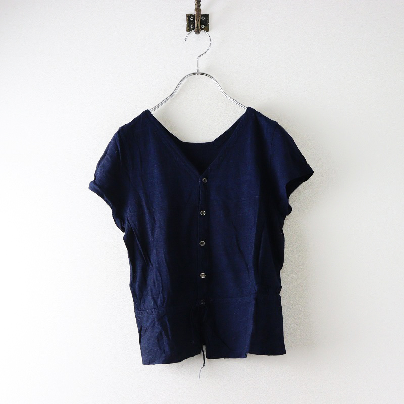 45R 45rpm フォーティファイブアール 染色 コットン 半袖ブラウス 2 ネイビー┃トップス カットソー シャツ【2400014602807】_画像1