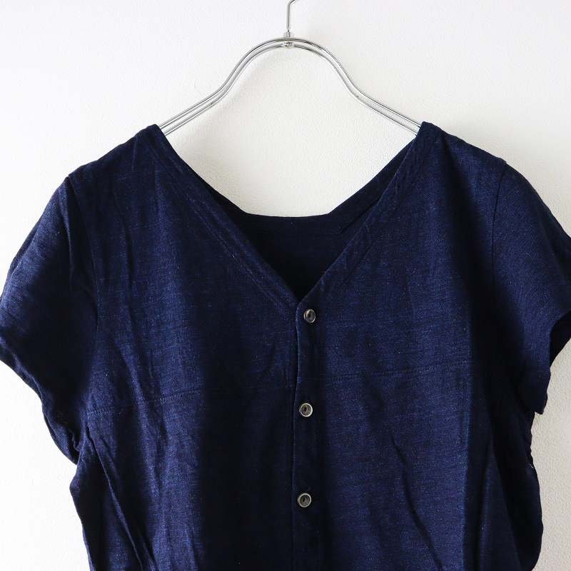 45R 45rpm フォーティファイブアール 染色 コットン 半袖ブラウス 2 ネイビー┃トップス カットソー シャツ【2400014602807】_画像3