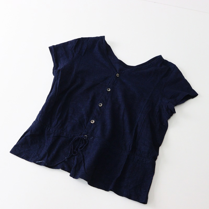 45R 45rpm フォーティファイブアール 染色 コットン 半袖ブラウス 2 ネイビー┃トップス カットソー シャツ【2400014602807】_画像6