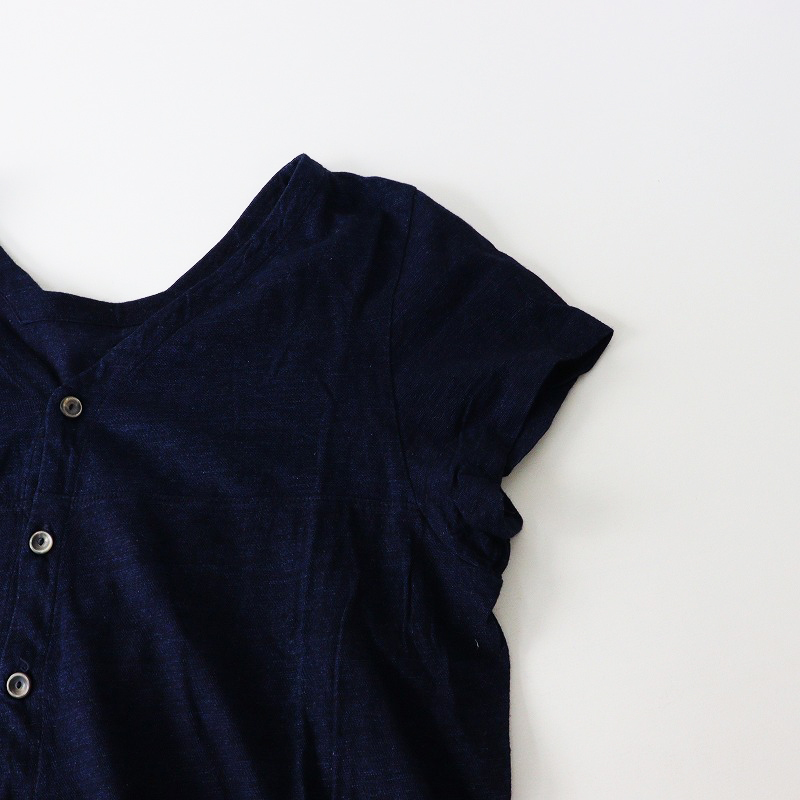 45R 45rpm フォーティファイブアール 染色 コットン 半袖ブラウス 2 ネイビー┃トップス カットソー シャツ【2400014602807】_画像7