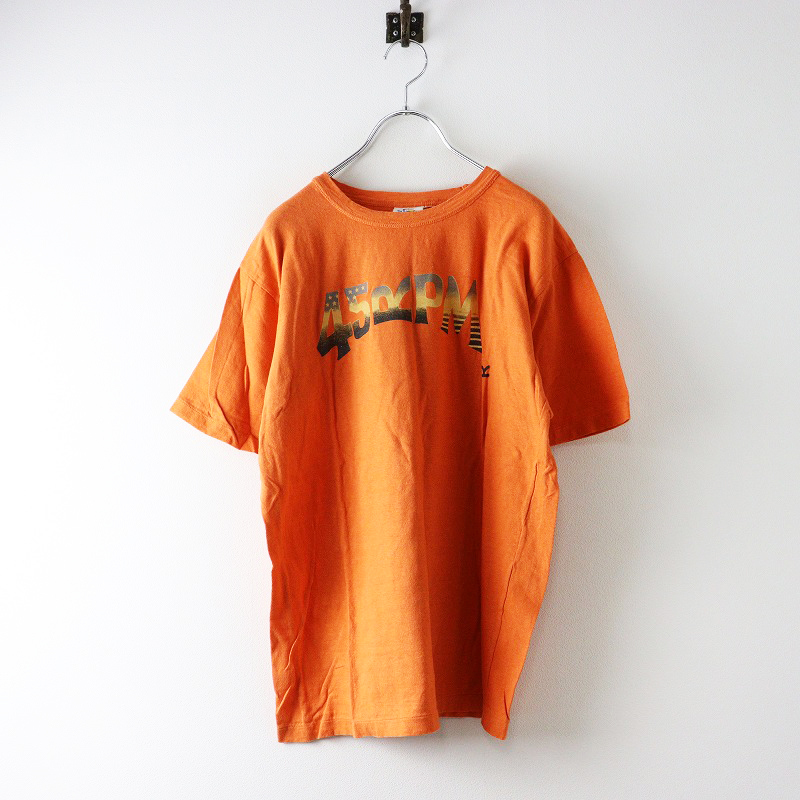 希少 当時物【メンズ】45rpm フォーティファイブアールピーエム 染色加工 フロントロゴプリント Tシャツ 3 オレンジ┃【2400014603224】_画像1