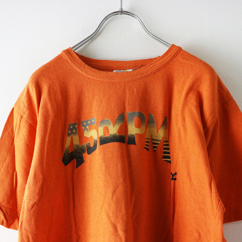 希少 当時物【メンズ】45rpm フォーティファイブアールピーエム 染色加工 フロントロゴプリント Tシャツ 3 オレンジ┃【2400014603224】_画像3