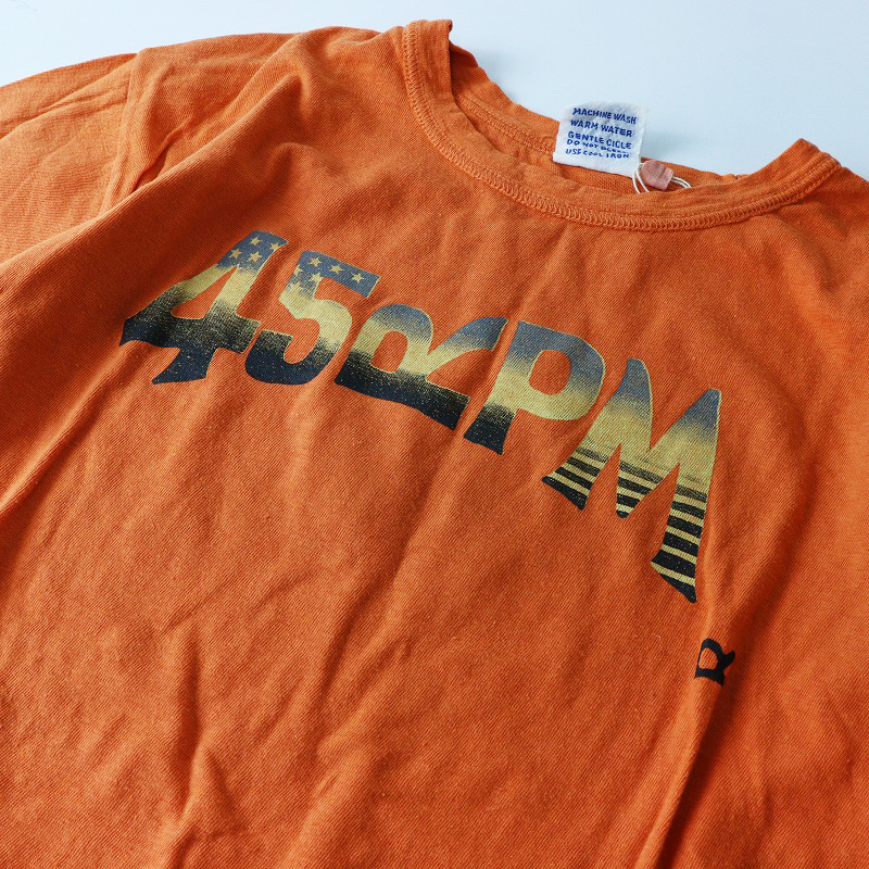 希少 当時物【メンズ】45rpm フォーティファイブアールピーエム 染色加工 フロントロゴプリント Tシャツ 3 オレンジ┃【2400014603224】_画像5