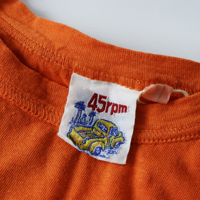 希少 当時物【メンズ】45rpm フォーティファイブアールピーエム 染色加工 フロントロゴプリント Tシャツ 3 オレンジ┃【2400014603224】_画像7