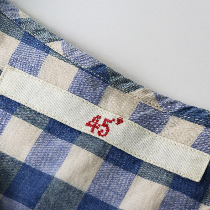 45R' 45rpm フォーティファイブアール コットンチェックパフスリーブブラウス 0\ブルー プルオーバー ギャザー シャツ【2400014613575】_画像7